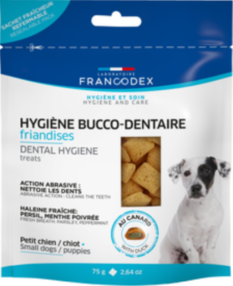FRIANDISES HYGIENE BUCCO-DENTAIRE POUR PETIT CHIEN 75g