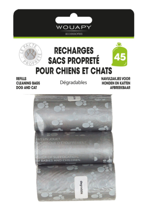 Wouapy - Recharge en Lot de 15 Sacs Propreté pour Distributeur - x3