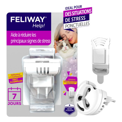 FELIWAY Help! - Anti-stress pour chat - Kit complet (diffuseur + rechage) - 7 jours - Fabriqué en France
