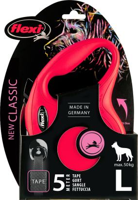 Flexi Laisse à enrouleur New Classic Tape Rouge, Large- 5 mètres