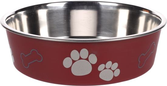 Gamelle pour la nourriture et l'eau Kena Rond Bordeaux et Argent 21CM-1500ML