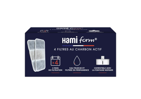 4 filtres au charbon actif pour fontaine nomade