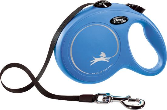 Flexi Laisse à enrouleur New Classic Tape Bleu, Large- 5 mètres