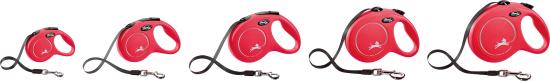 Flexi Laisse à enrouleur New Classic Tape Rouge, Medium- 5 mètres