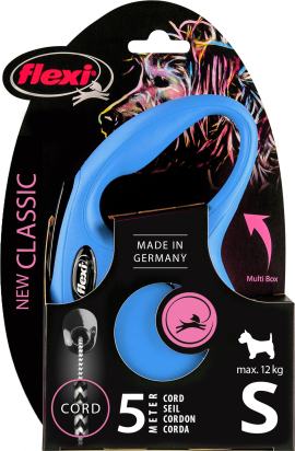 Flexi Laisse à enrouleur New Classic Corde Bleu, Small- 5 mètres