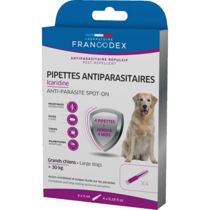 PIPETTES ANTIPARASITAIRES ICARIDINE GRAND CHIEN 5ML x4