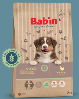 BAB'IN SIGNATURE SANS CEREALES JUNIOR POULET (tte race) 12 KG
