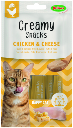 CREAMY SNACKS CHAT X4, POULET FROMAGE, 60G