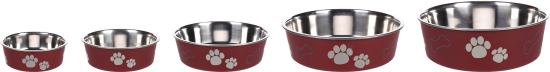 Gamelle pour la nourriture et l'eau Kena Rond Bordeaux et Argent 12CM-300ML