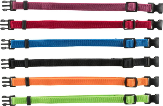 Junior Colliers chiot, M–L: 22–35 cm/10 mm, 6 Pcs, noir, rouge, bleu royal, pomme, papaye, orchidée