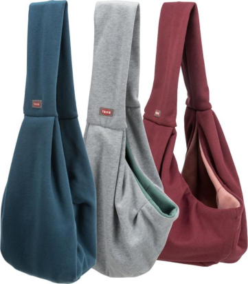 Sac ventral Soft, 22 × 20 × 60 cm, bleu/gris clair
