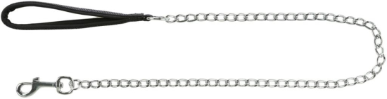 Laisse métal avec poignée en néoprène, M–L: 1,00 m/3,0 mm, noir