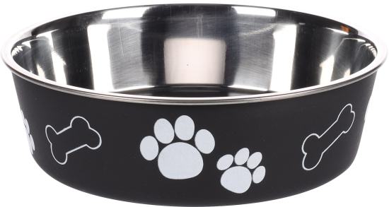 Gamelle pour la nourriture et l'eau Kena Rond Noir & Argent