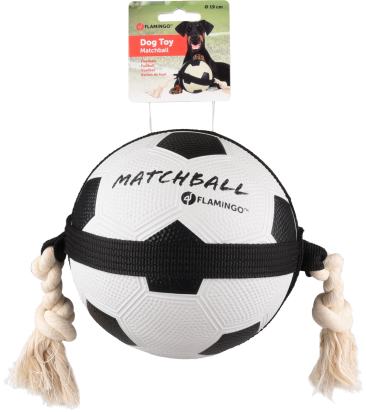 Jouet Matchball Ballon de football avec corde Blanc et Noir 19cm