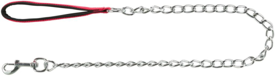 Laisse métal avec poignée en néoprène, L–XL: 1,00 m/4,0 mm, rouge