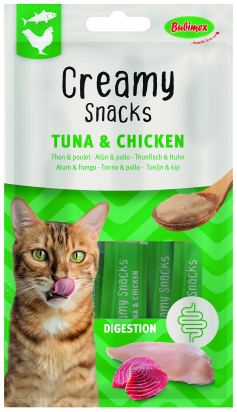 CREAMY SNACKS CHAT X4, THON POULET, 60G
