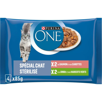 PURINA ONE CHAT SAUMON DINDE 4X85GR