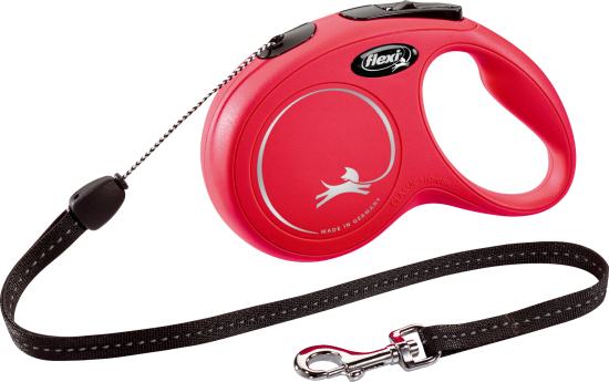 Flexi Laisse à enrouleur New Classic Corde Rouge, Small- 8 mètres