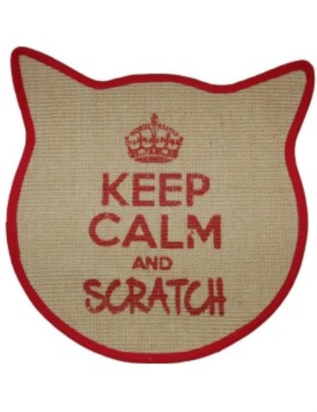 TAPIS GRIFFOIR TETE CHAT 43X43 CM ROUGE