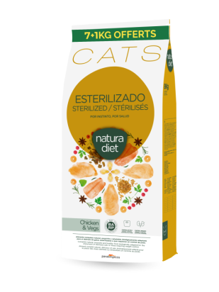 NATURA DIET CROQUETTES POUR CHAT STERELISE AU POULET 8KG
