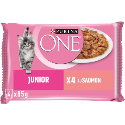 PURINA ONE Pâtée pour Chat Junior au Saumon 4X85G