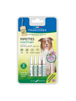 PIPETTES ANTIPARASITAIRES REPULSIVES GRAND CHIEN x4
