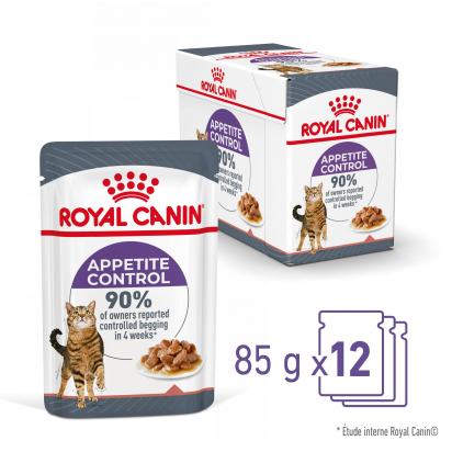 ROYAL CANIN APPETITE CONTROL SAUCE CHAT ADULTE FAVORISE LA SATIETE
12x85gr 