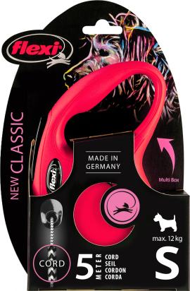 Flexi Laisse à enrouleur New Classic Corde Rouge, Small- 5 mètres