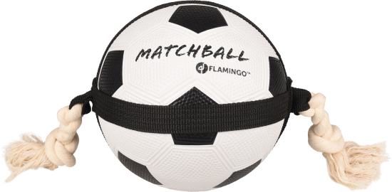 Jouet Matchball Ballon de football avec corde Blanc et Noir 19cm