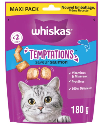 WHISKAS TEMPTATIONS SAUMON 180GR