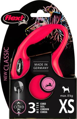 Flexi Laisse à enrouleur New Classic Corde Rouge, XS- 3 mètres