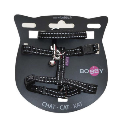 HARNAIS+LAISSE CHAT SAFE 10  NOIR