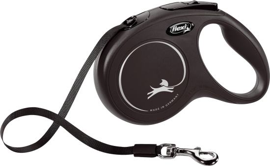 Flexi Laisse à enrouleur New Classic Tape Noir, Medium- 5 mètres