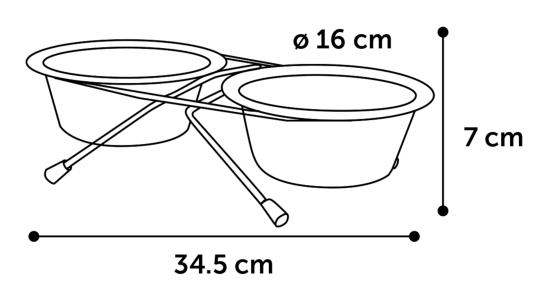 Gamelle pour la nourriture et l'eau Duo dinner, 16cm- 800ml, support Arjun Argent