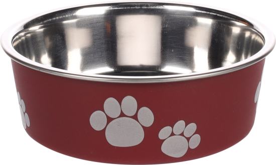 Gamelle pour la nourriture et l'eau Kena Rond Bordeaux et Argent 12CM-300ML