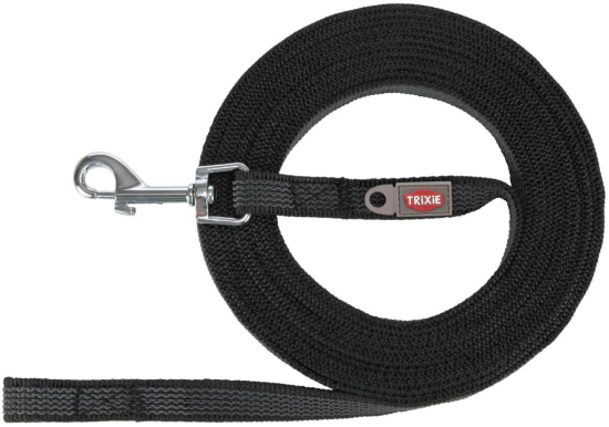 Laisse à pister, caoutchoutée, S–M: 10 m/15 mm, noir
