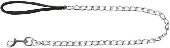 Laisse métal avec poignée en néoprène, L–XL: 1,00 m/4,0 mm, noir