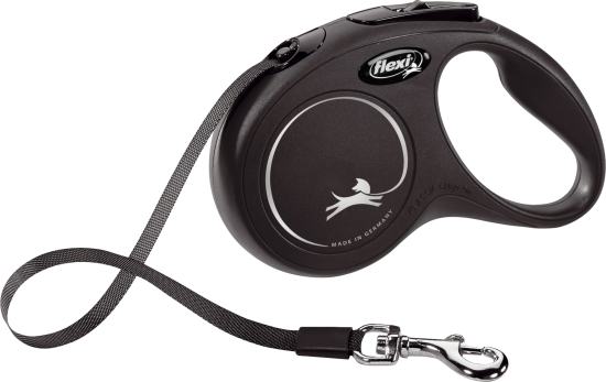 Flexi Laisse à enrouleur New Classic Tape Noir, Small- 5 mètres