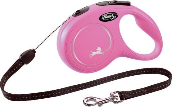Flexi Laisse à enrouleur New Classic Corde Rose, Small- 5 mètres