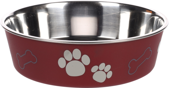 Gamelle pour la nourriture et l'eau Kena Rond Bordeaux et Argent 17CM-800M