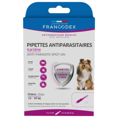 PIPETTES ANTIPARASITAIRES ICARIDINE CHIEN 3ML x4
