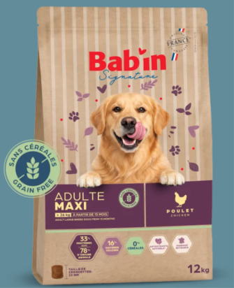 BAB'IN SIGNATURE SANS CEREALES MAXI ADULTE POULET 12 KG