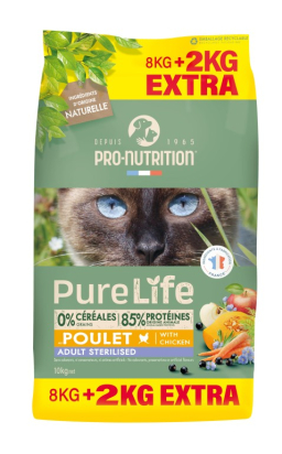 PURELIFE CHAT STERILISE POULET - 8+2 KG OFFERTS