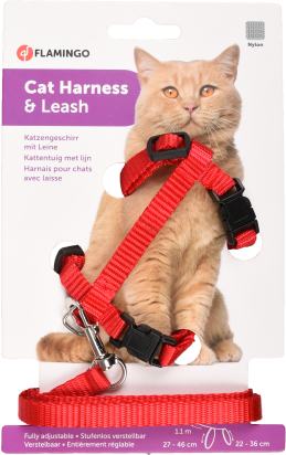 Harnais avec laisse Chaton Ziggi Rouge
