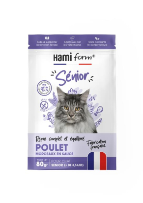 Repas complet au poulet pour chat senior 80gr HAMIFORM