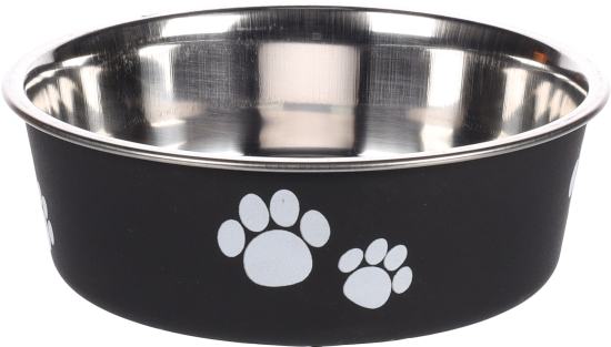 Gamelle pour la nourriture et l'eau Kena Rond Noir et Argent 14CM-450ML