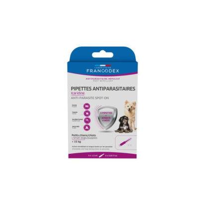 PIPETTES ANTIPARASITAIRES ICARIDINE CHIOT PETIT CHIEN 1,5ML x4