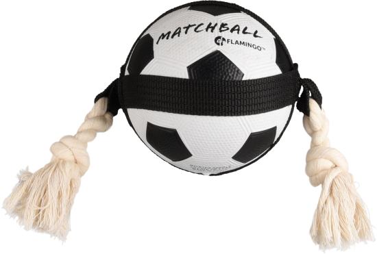 Jouet Matchball Ballon de football avec corde Blanc et Noir 12,5cm