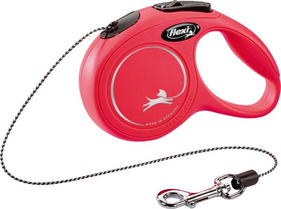 Flexi Laisse à enrouleur New Classic Corde Rouge, XS- 3 mètres