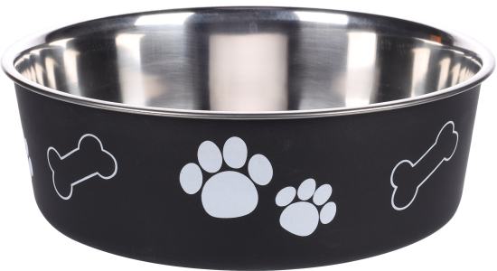 Gamelle pour la nourriture et l'eau Kena Rond Noir et Argent 23CM-2200ML